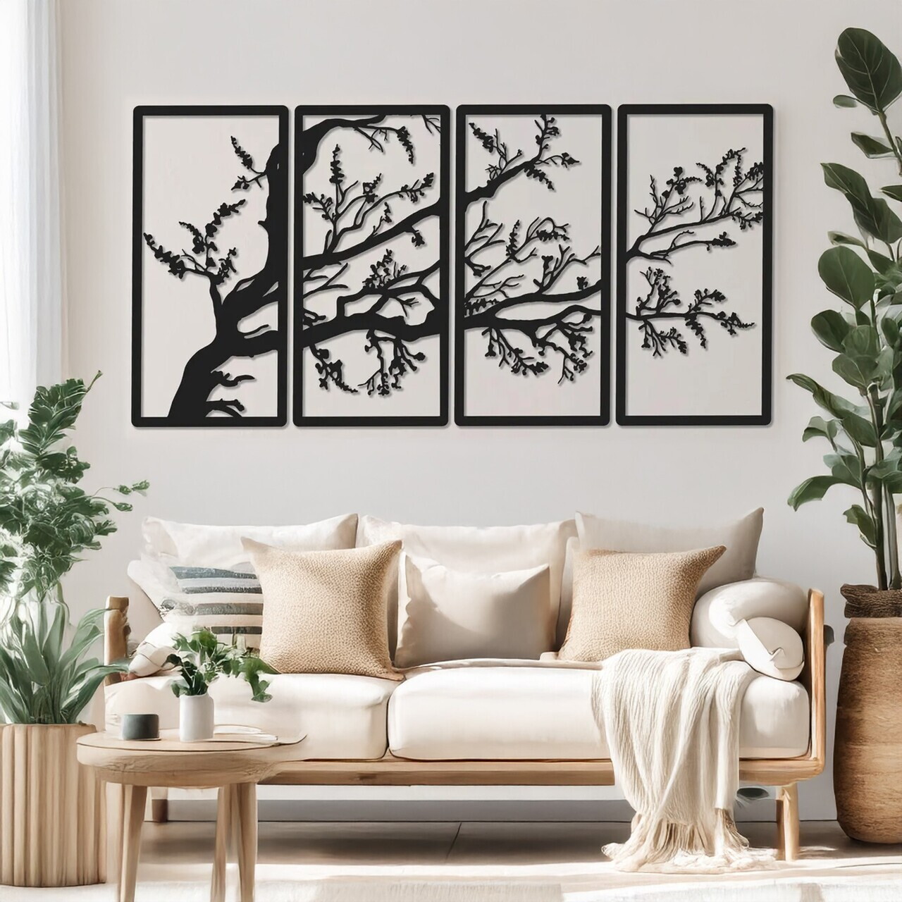 Set de accesorii decorative de perete din metal, DCV-1113-MT, Dimensiune: 20 x 50 cm (4 bucăți), Negru — imaginea 2