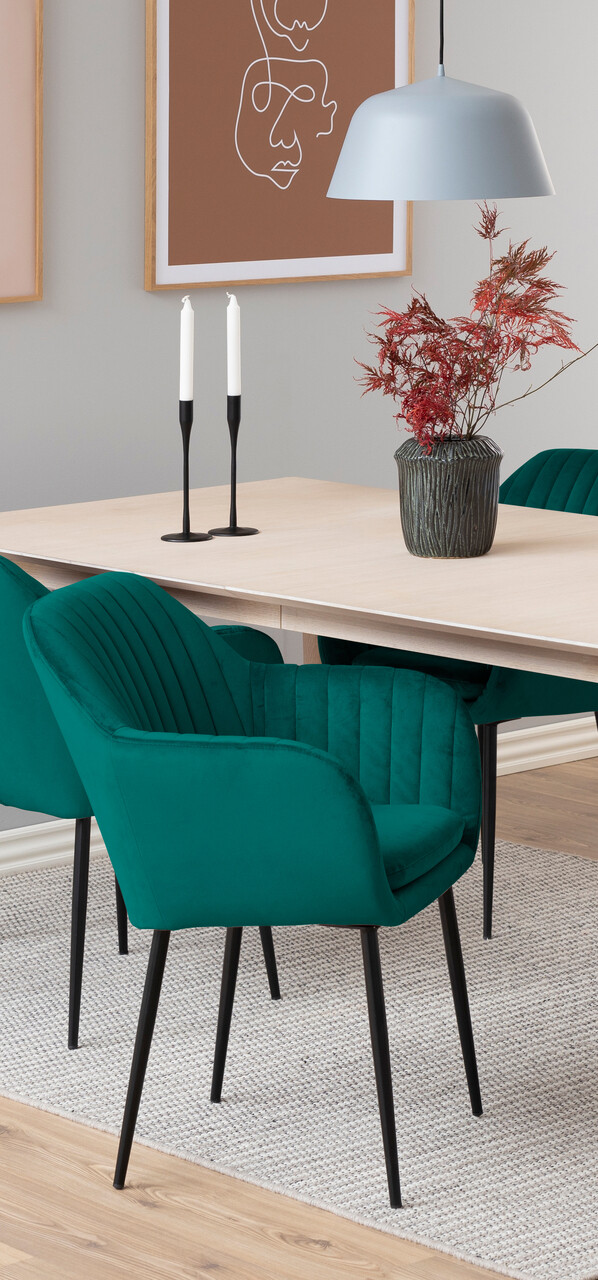 Scaun Emilia, Actona, 57x61x83 cm, catifea/otel, verde sticla - view 2