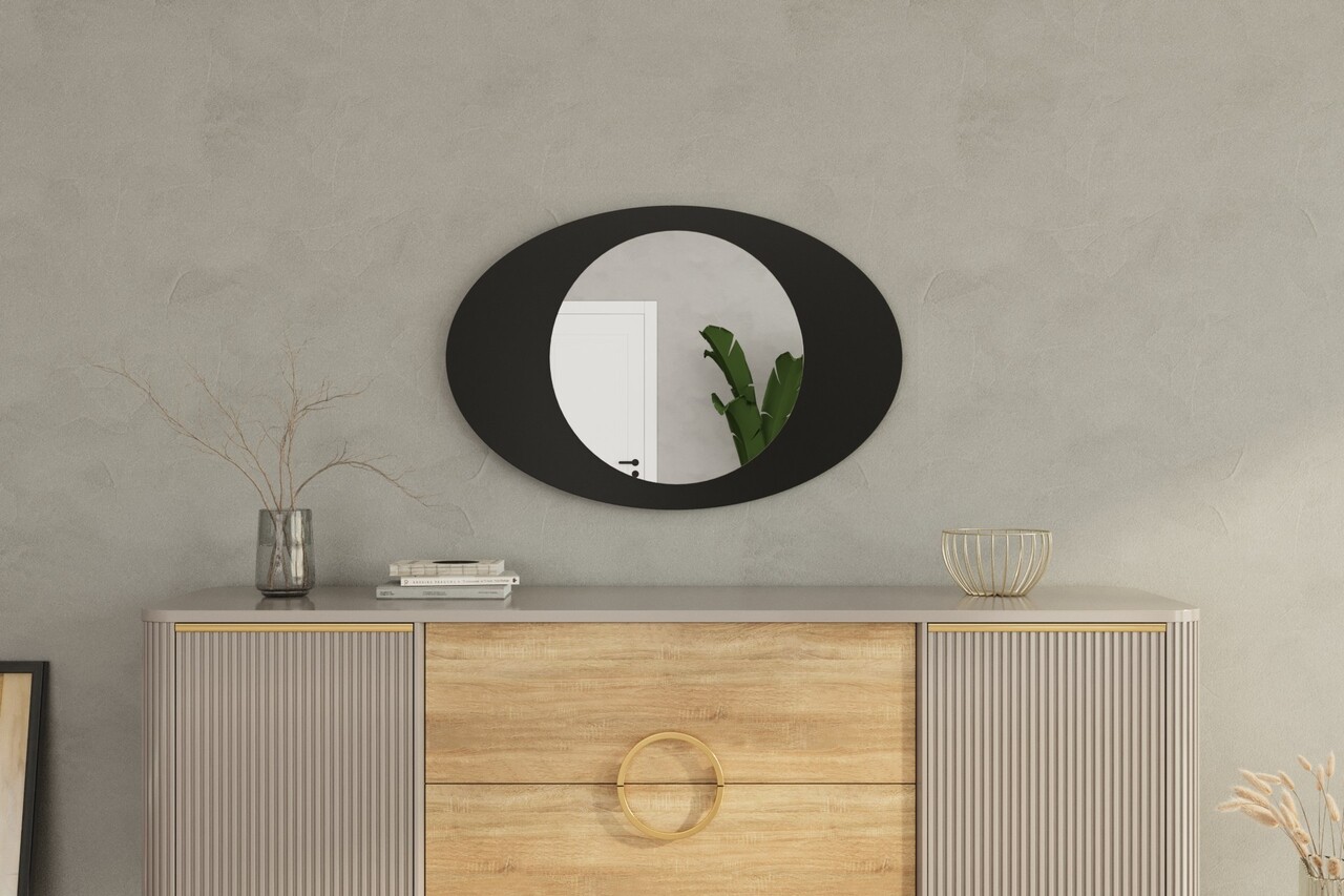 Oglinda decorativa, Siam, Obble, 60x90x2.2 cm, Negru - 2 | YEO