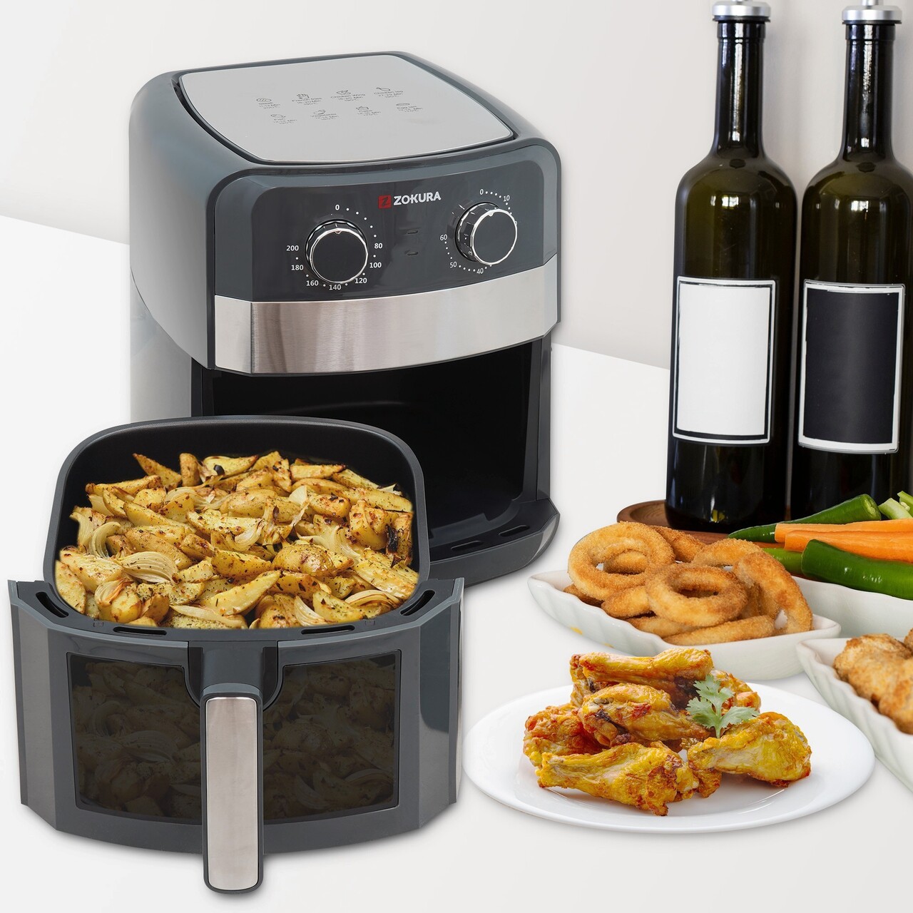 Friteuza cu aer cald, 6,3L, 1350W - Zokura - view 6