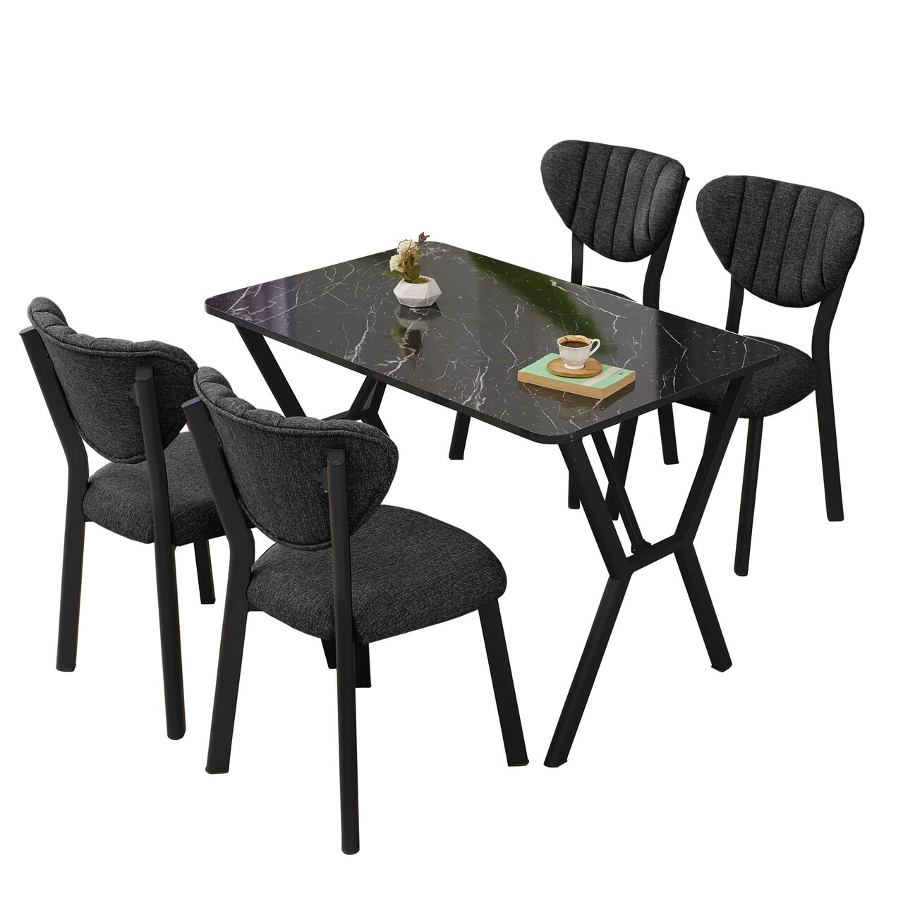 Set masa extensibila si scaune, Hanah Home, Elma, Antracit / Negru - view 3