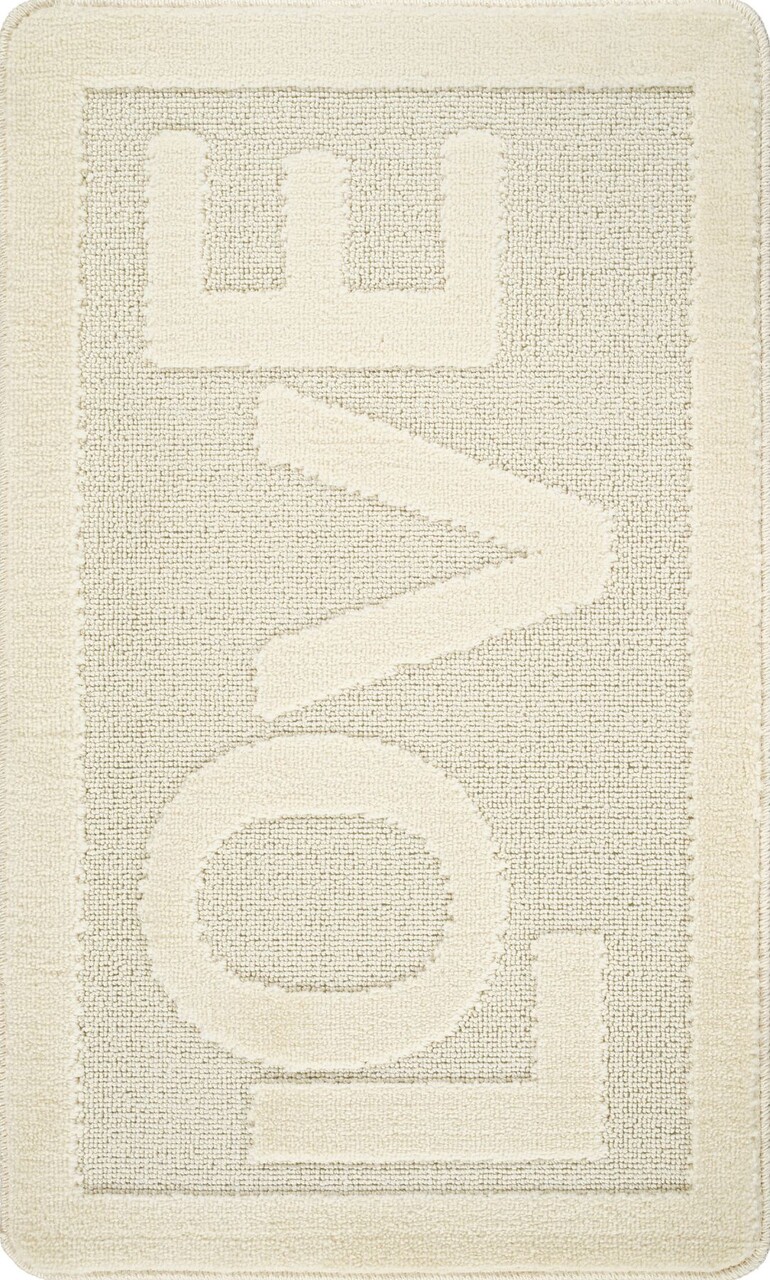 Covoras de baie, Cecilia, Love, 60x100 cm, Polipropilena, Crem
