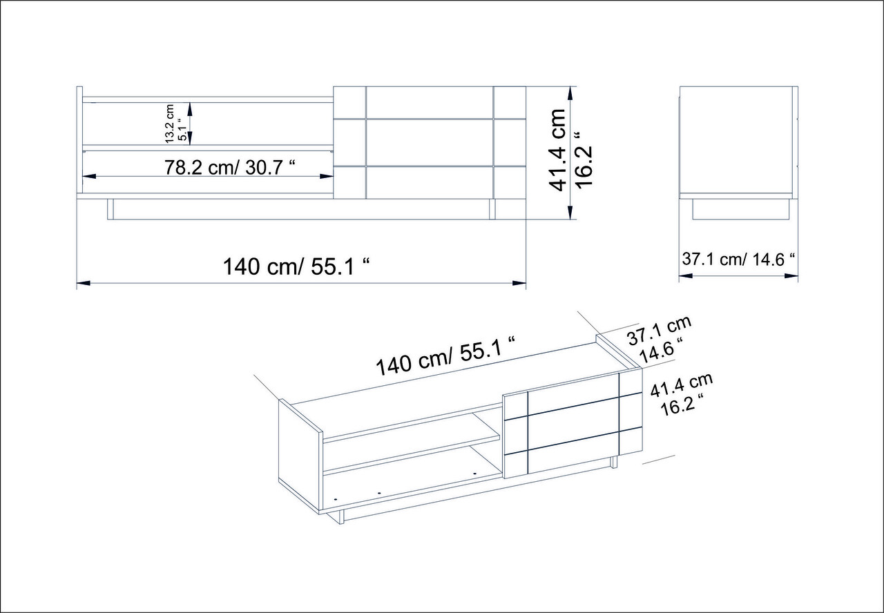 Comoda TV, Decorotika, Valantina, 140x41.4x37.1 Cm, Maro