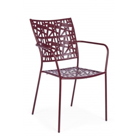 Scaun pentru gradina, kelsie, bizzotto, 54x55x89 cm, otel, bordo