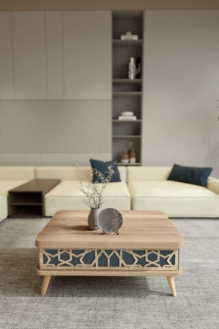 Masuta de cafea, Hanah Home, Ottowa Ada, 90x38x60 cm, PAL, Alaska / Blue