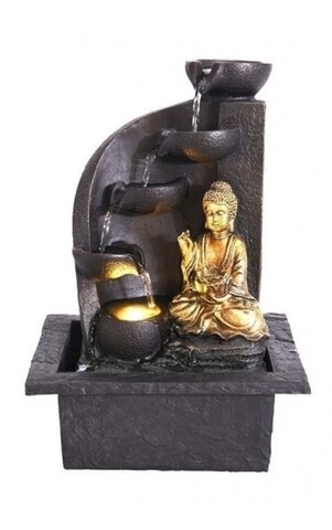 Fantana decorativa buddha right, 21.5x18x30 cm, poliston, negru