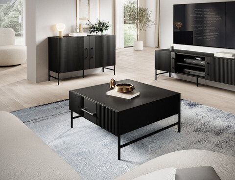 Masuta de cafea ELTAP, Raftt, 82x82x40 cm, PAL/MDF, negru