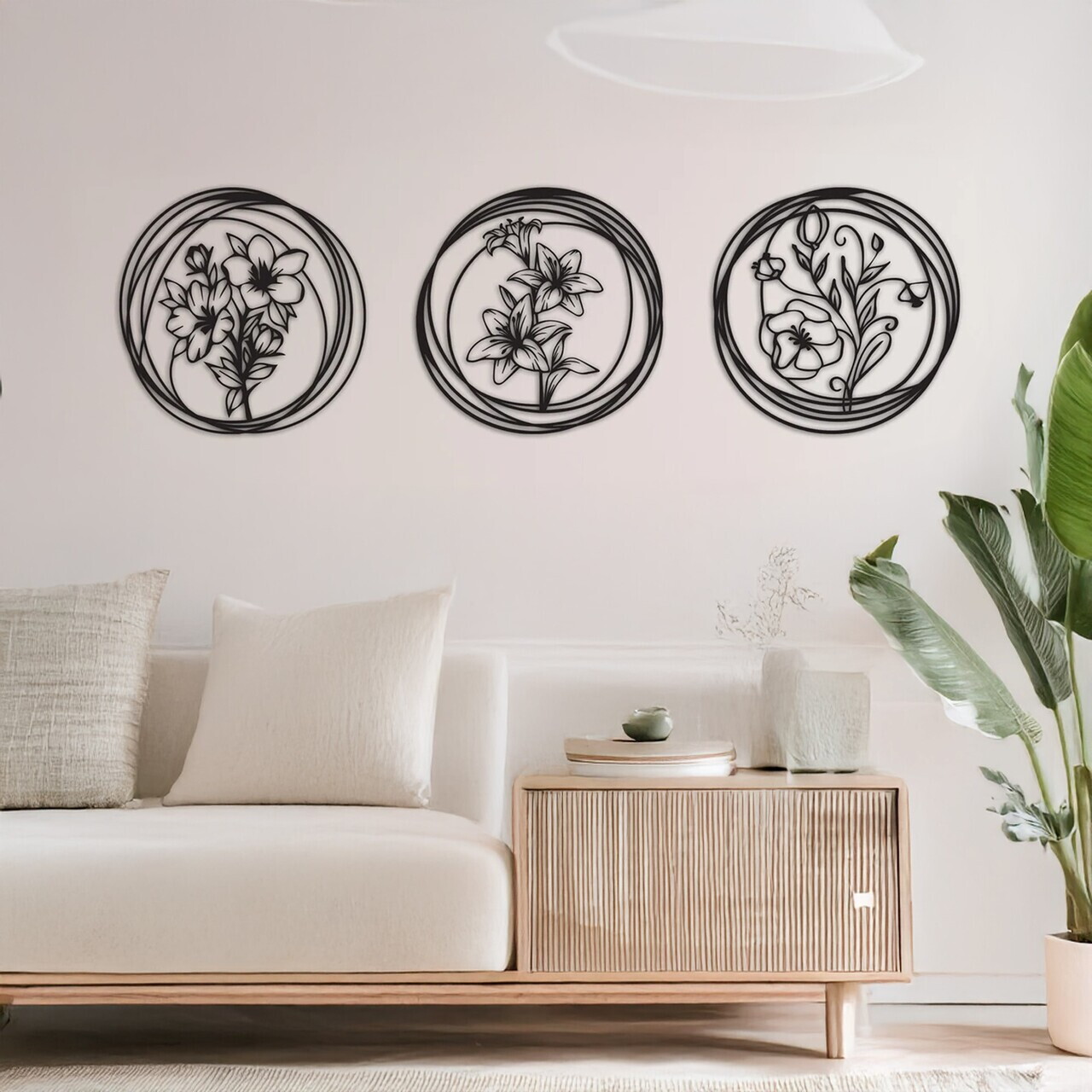 Set de accesorii decorative de perete din metal, DCV-1091-MT, 30 x 30 cm, 3 piese, Negru — imaginea 2