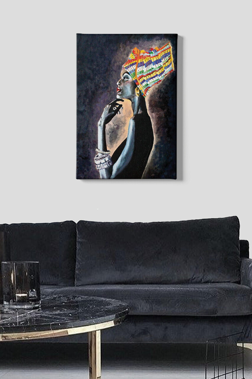 Tablou decorativ, Kanvas Tablo (50 x 70), Canvas, Rama din lemn (grosime 3 cm), Multicolor