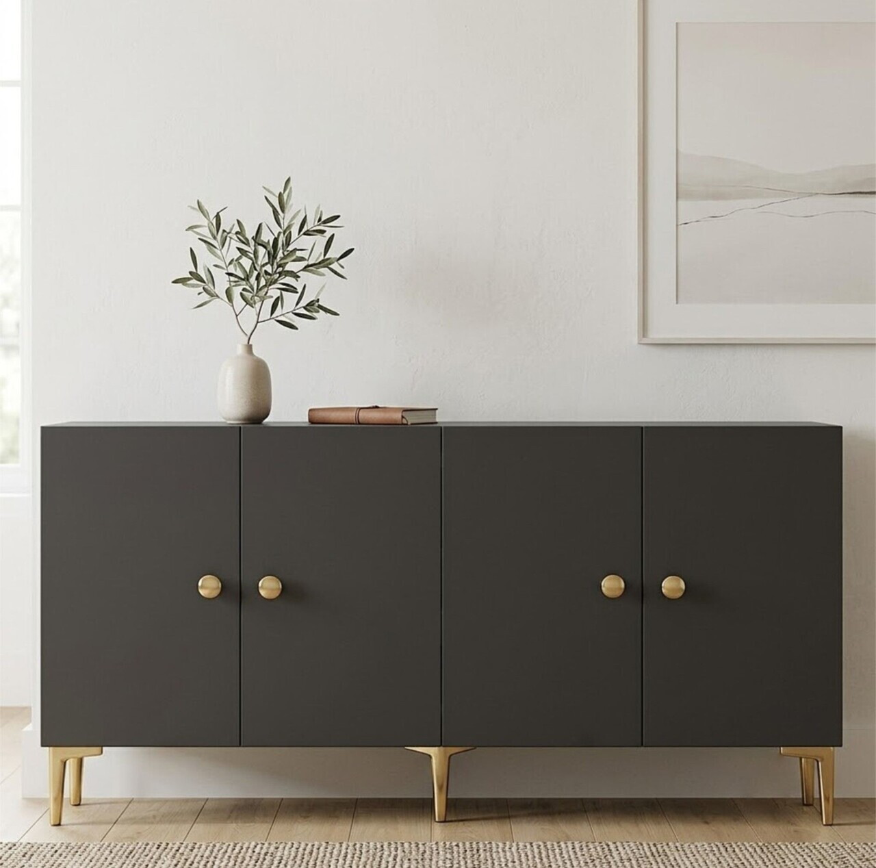 Consola, Hanah Home, Simple 180, 180x75x32 cm, Antracit — imaginea 3