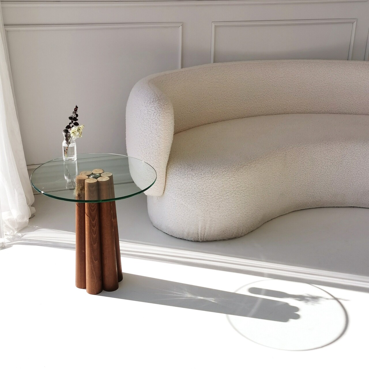 Masuta de cafea, Neostill, Thales, 50x50x50 cm, Sticla temperata, Nuc / Transparent - 1 | YEO