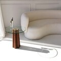 Masuta de cafea, Neostill, Thales, 50x50x50 cm, Sticla temperata, Nuc / Transparent