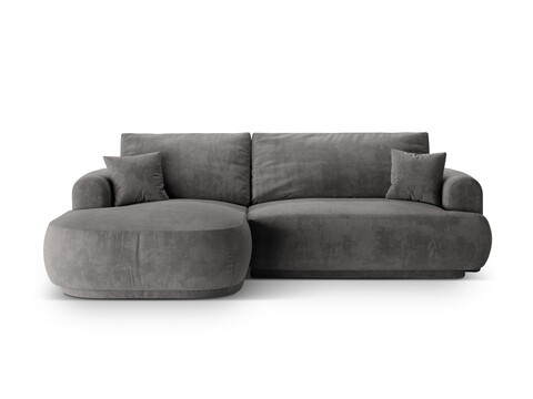 Coltar extensibil stanga 5 locuri, modular, cu lada depozitare, Ella, Micadoni Home, 271x174x94 cm, catifea, gri