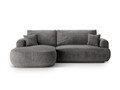 Coltar extensibil stanga 5 locuri, modular, cu lada depozitare, Ella, Micadoni Home, 271x174x94 cm, catifea, gri