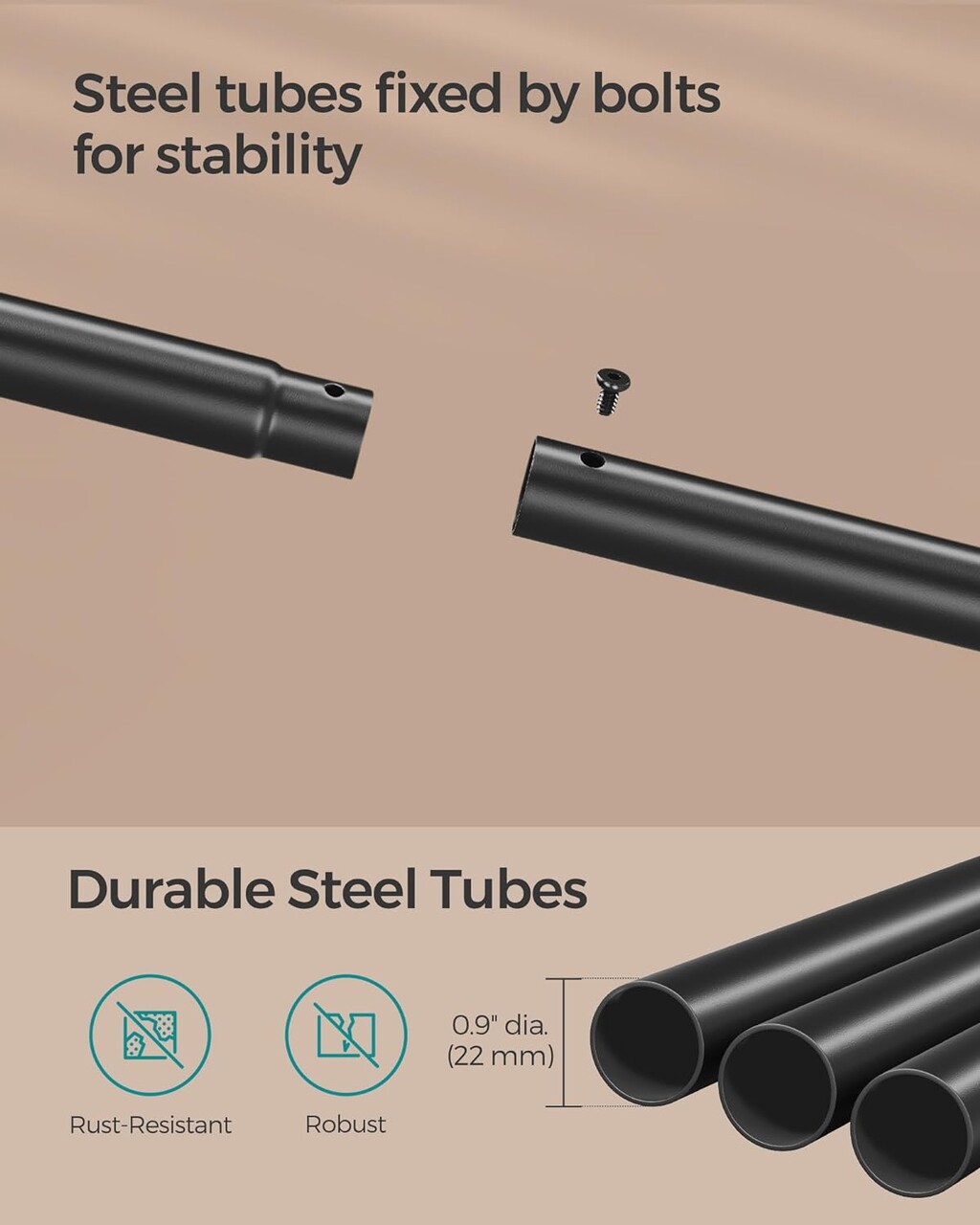 Suport mobil pentru umerase Wide, Songmics, 98.5x35x160.3 cm, max 50 kg, PAL/otel, maro/negru - 1 | YEO