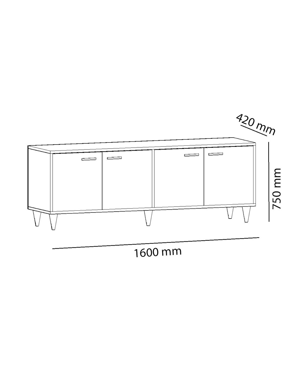 Bufet Diamond, Ametti, 160 X 42 X 75 Cm, Oak/negru