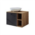 Dulap de baie cu chiuvetă, Hanah Home, 2452, 65x58x45 cm, MDF, Pin Atlantic / Antracit
