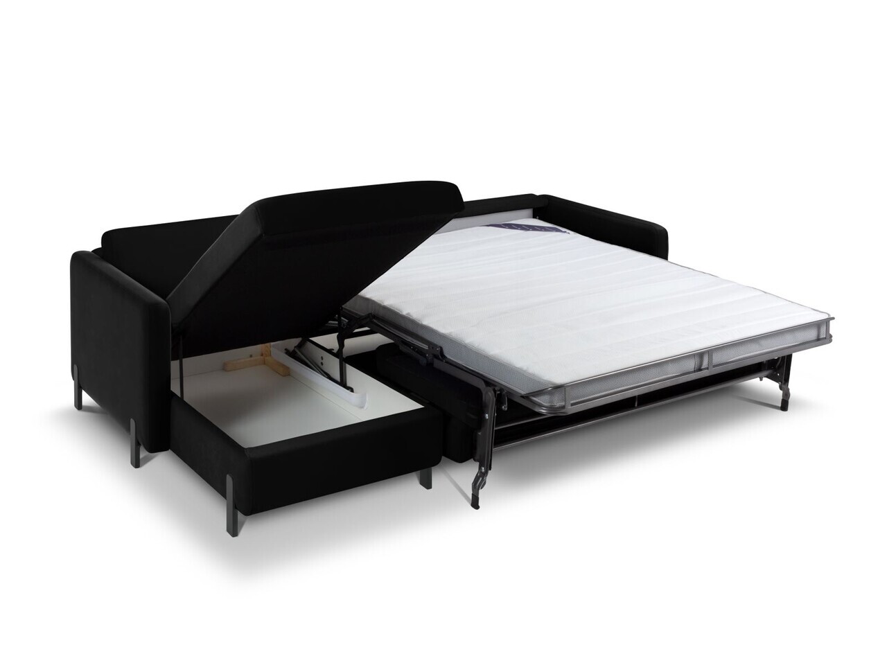 Coltar extensibil stanga 5 locuri, Gloria, Micadoni Home, 286x170x88 cm, catifea, negru — imaginea 6