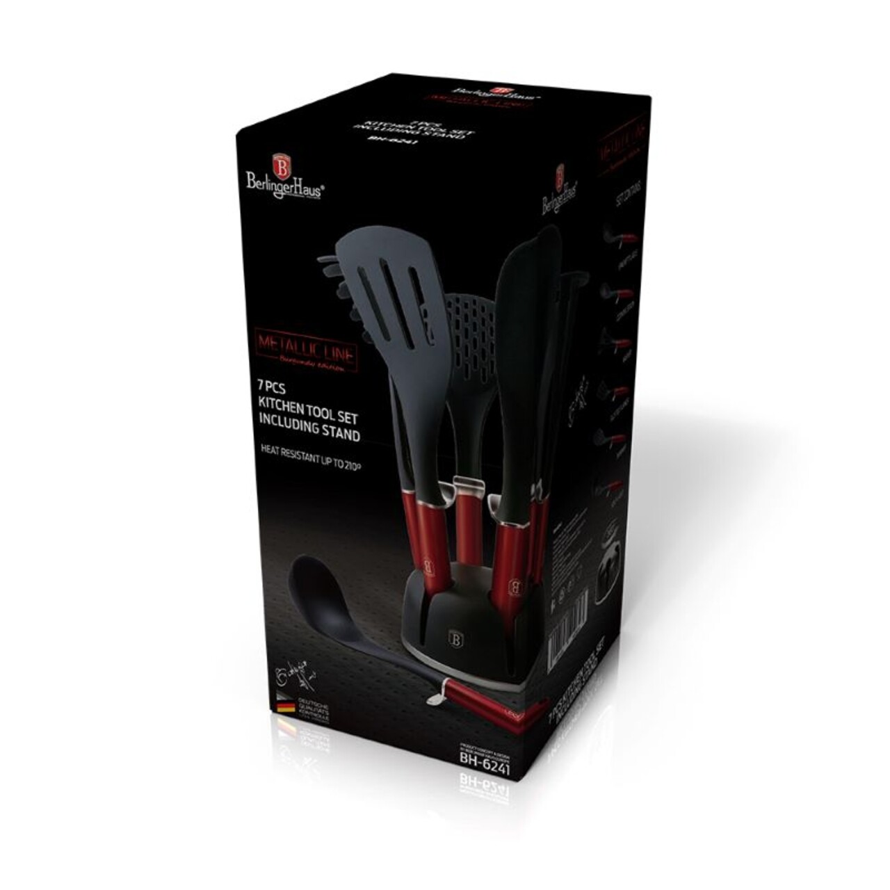 Set 6 ustensile de bucatarie cu suport, Berlinger Haus, Burgundy, nailon/plastic - 1 | YEO