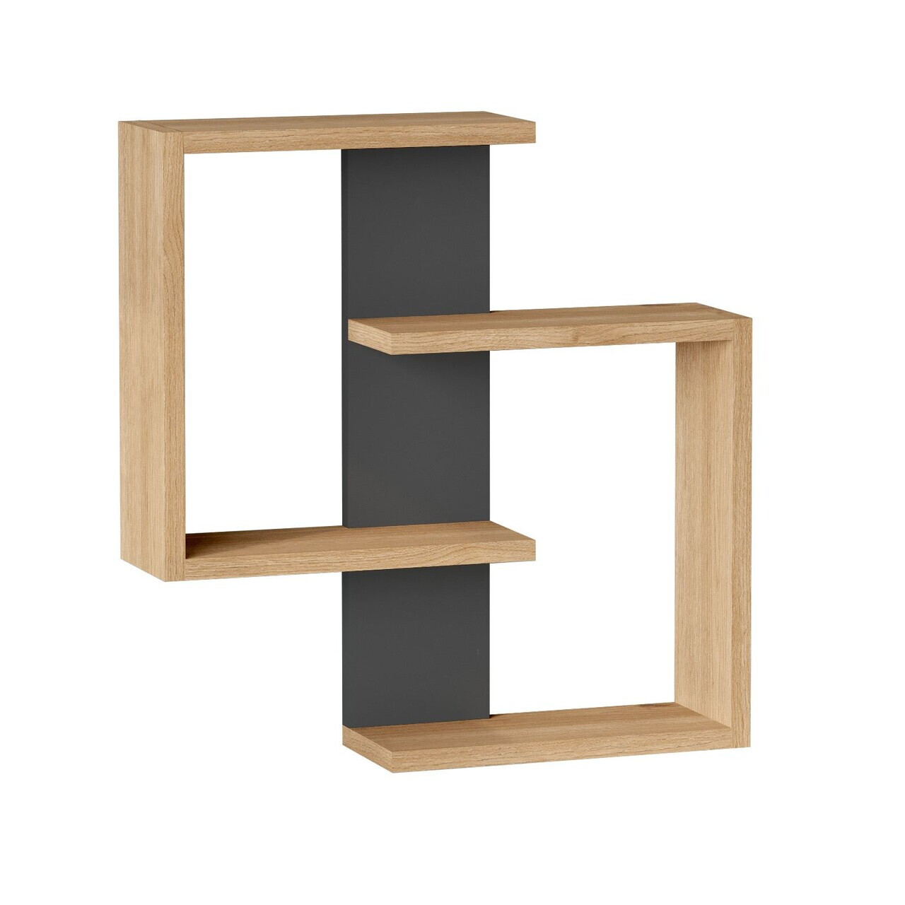 Raft de perete, Hanah Home, Ars1-Sa, 53x55.5x13 cm, PAL, Stejar / Antracit — imaginea 3