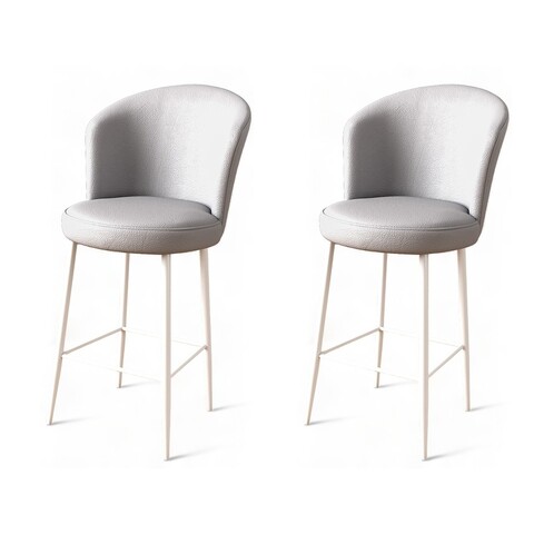 Set scaun de bar (2 bucăți), Charlotte, Uras, Metal, Gri/Alb