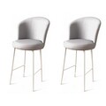 Set scaun de bar (2 bucăți), Charlotte, Uras, Metal, Gri/Alb