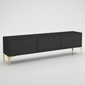 Comoda TV, Wood'n Love, Etna, 160 x 30 x 49 cm, pal/metal, negru/auriu