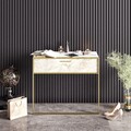 Consola Polka, Zena Home, 90x38.5x76.8 cm, auriu/alb