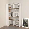 Corp biblioteca, Zena Home, Poyraz, 163.5x150x22 cm, PAL, Alb/Maro
