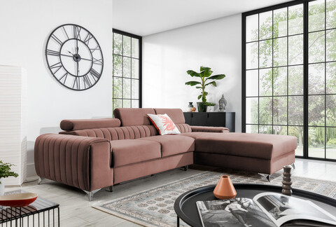 Coltar extensibil dreapta 3 locuri ELTAP, RT-24NU, Grayson, 278x205x92 cm, lemn/poliester, roz