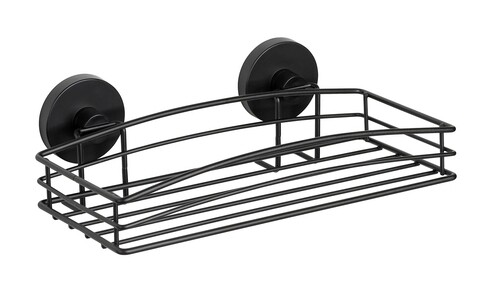 Etajera baie, wenko, vacuum-loc, 26 x 14 x 6.5 cm, inox, negru