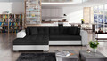 Coltar extensibil stanga 4 locuri, ELTAP, Sorento, 296x194x78 cm, lemn/poliester, negru/alb