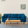 Canapea 3 locuri, Unique Design, 867UNQ1355, Lemn de pin, Albastru inchis
