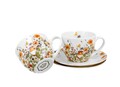 Set 2 cesti cu farfurioara, Duo, Wild Bird, 280 ml, portelan, multicolor