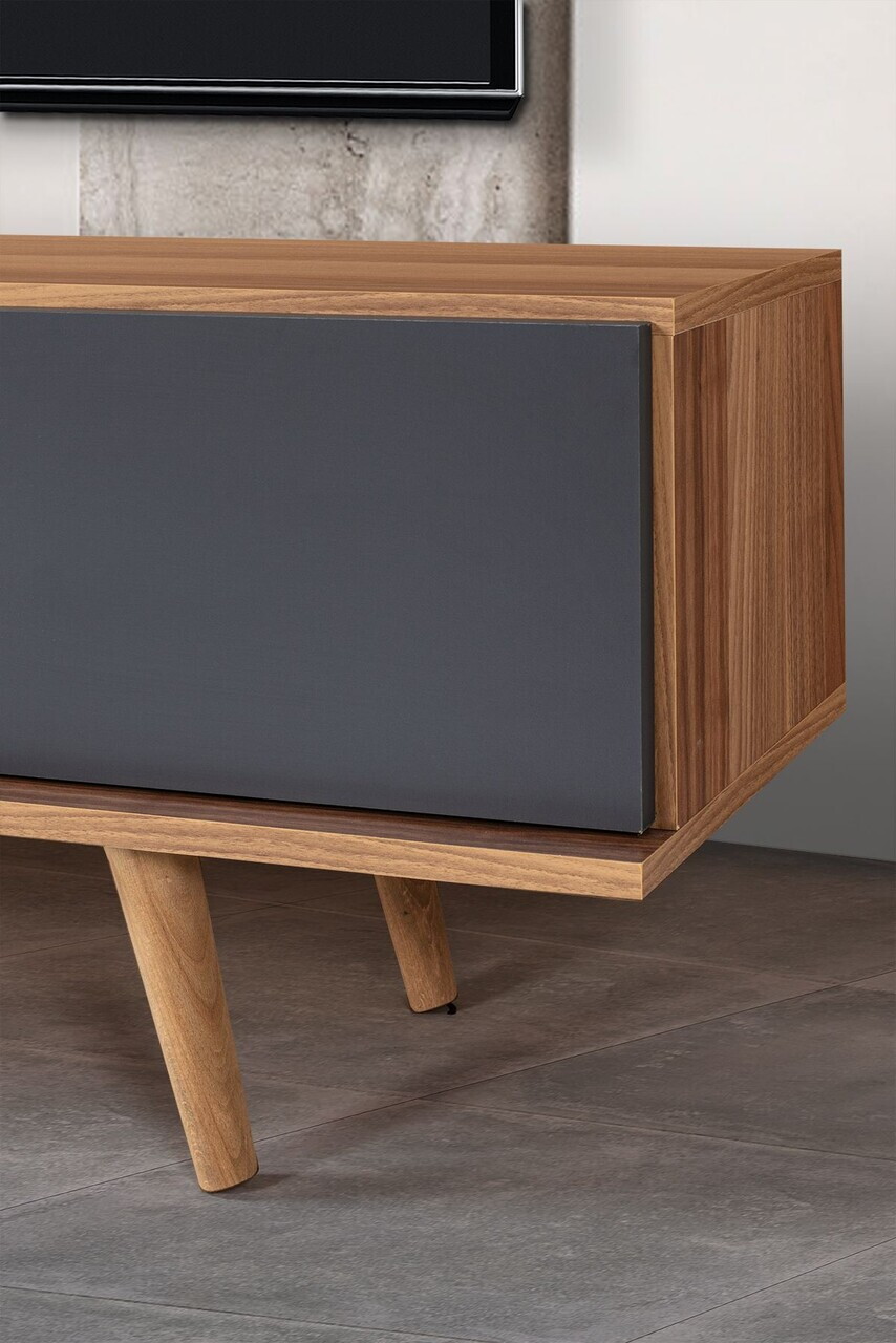 Comoda TV, Hanah Home, Ela 3631, 160x47x35 cm, PAL, Nuc / Antracit — imaginea 5