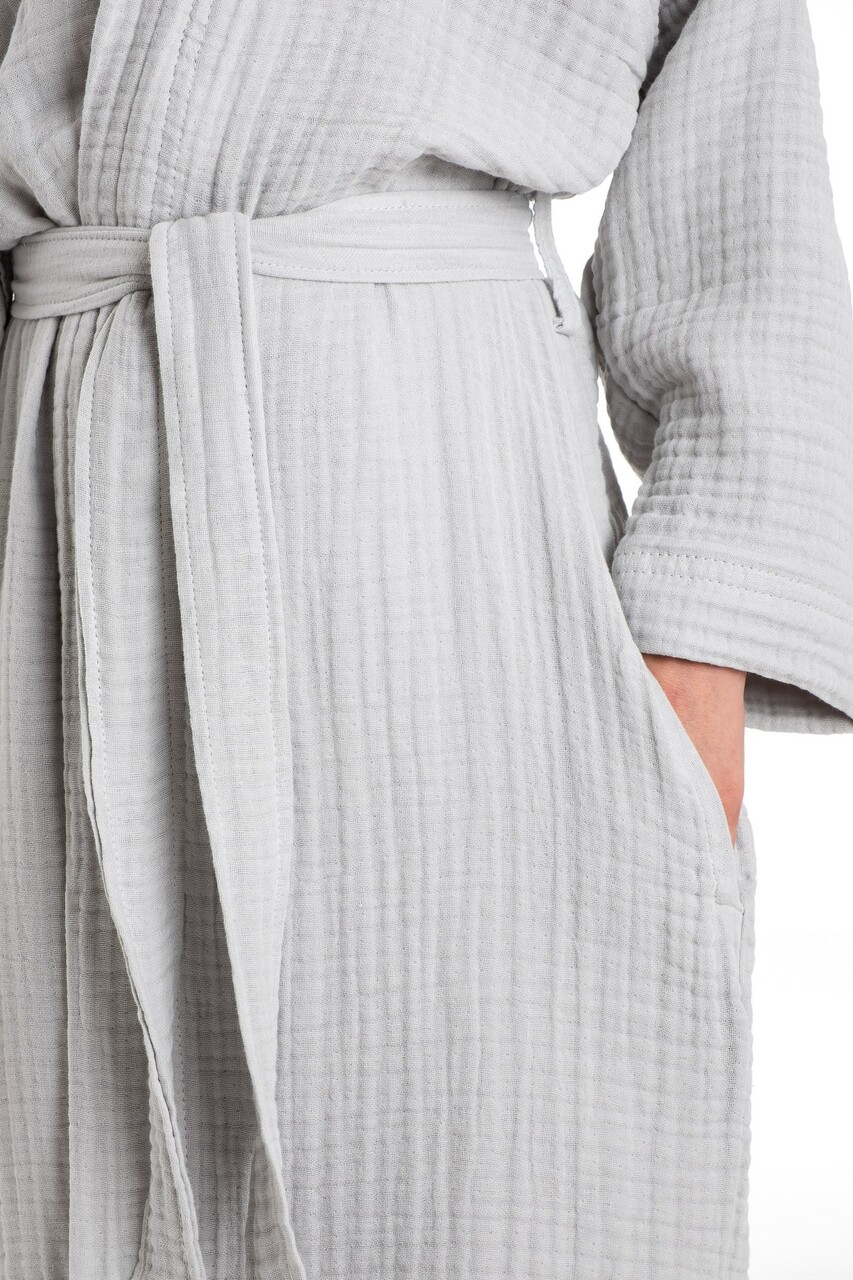 Halat de baie pentru copii, DC Home, Muslin, Bumbac , Gri