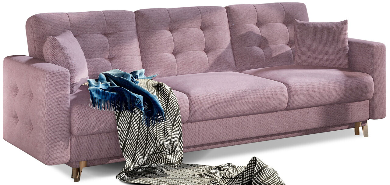 Set canapea extensibila 3 locuri si fotoliu ELTAP, Asgard, 235x95x86 cm / 107x92x86 cm, lemn/poliester, roz - view 3