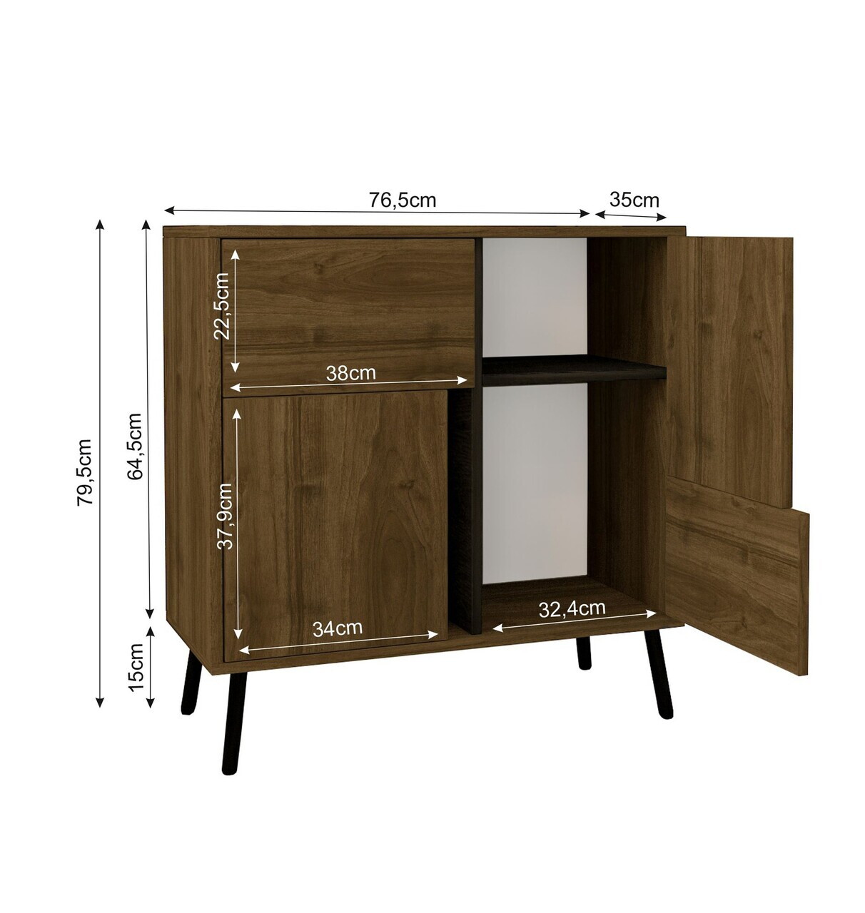 Dulap multifunctional, Hanah Home, Darien, 76.5x79.5x35 cm, PAL, Nuc Istanbul / Lemn negru — imaginea 8