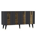 Consola, Olivia, Isil, 150x80x40 cm, PAL , Antracit / Aur