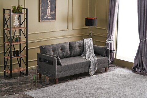Canapea fixa comfort, balcab home, 3 locuri, 206x80x80 cm, lemn, antracit