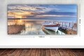 Tablou decorativ Boat And Sunset, Tablo center, 60x140 cm, canvas, multicolor