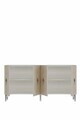 Consola, Hanah Home, Ayshe 150, 150x75x32 cm, White / Travertine / Silver