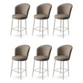 Set scaune de bar 6 piese, Charlotte, Alte, Metal, Cappuccino / Chrome