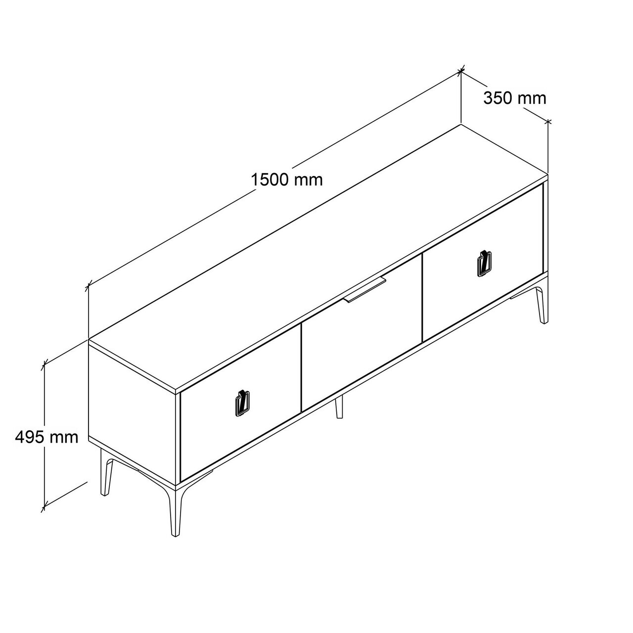 Comoda TV, Hanah Home, Neva 3501, 150x50x35 cm, PAL, Stejar / Alb / Antracit — imaginea 5