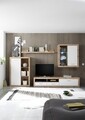 Mobilier living cu LED, 4 piese, Munchen, 290 x 48 x 195 cm, PAL, alb/stejar