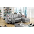 Coltar extensibil reversibil 3 locuri ELTAP, AsgL-17, Asgard, 248x162x93 cm, lemn/poliester, gri deschis