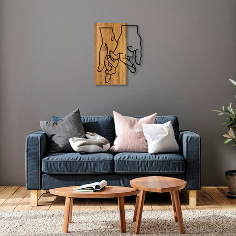 Decoratiune de perete, ma-279, 50% lemn/50% metal, dimensiune: 58 x 45 cm, nuc / negru