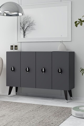 Consola, Hanah Home, 8183KM-32, 120x80x29.6 cm, PAL , Anthracite / Black / Silver