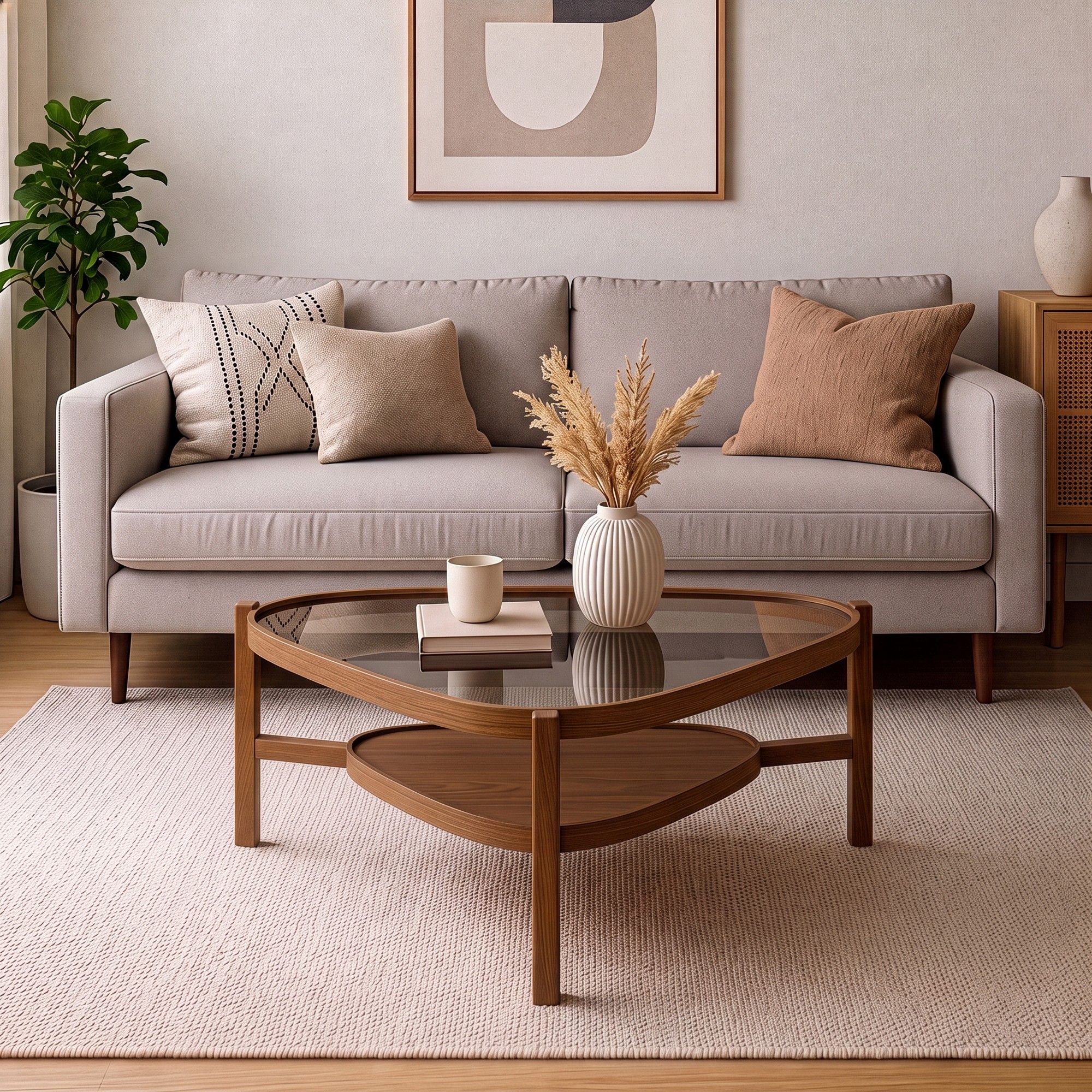 Masuta de cafea, Hanah Home, Capella 95, 95x48x95 cm, LEMN MASIV DE FAG, Maro
