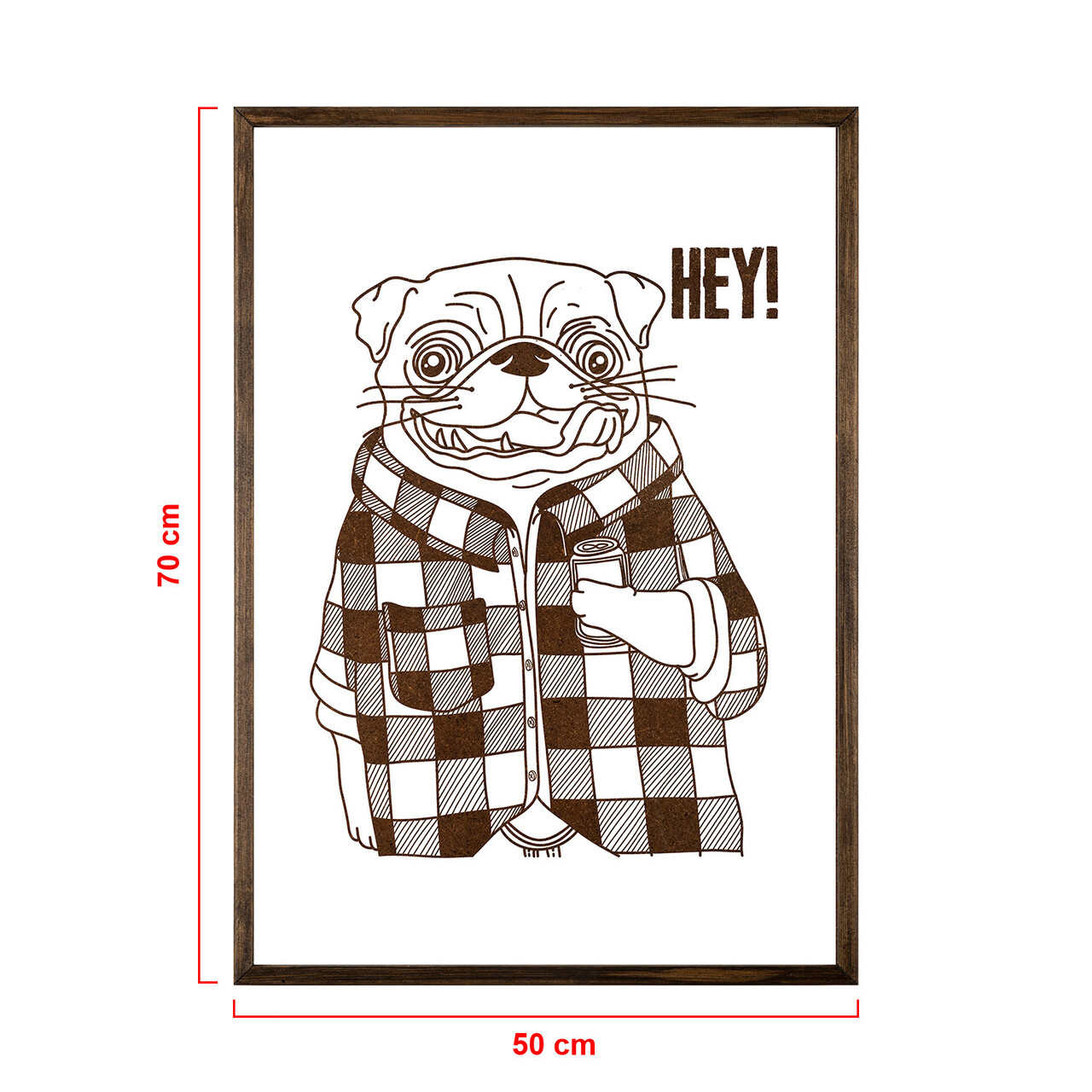 Tablou decorativ, TD108, Lemn, Desenat manual, Natural